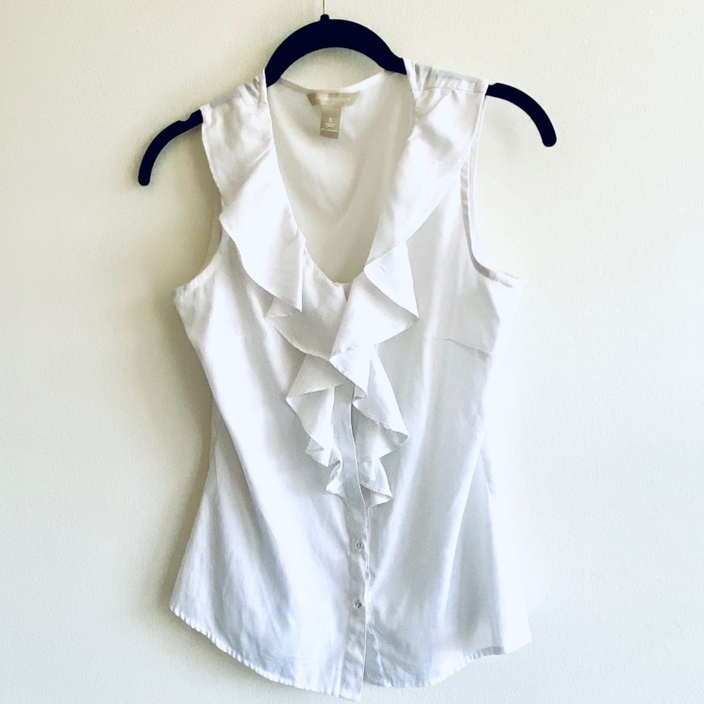 Banana Republic White Frill Tank Top